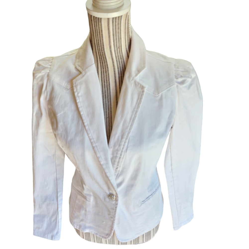 NWT I.N.C Women's Puff-Sleeve Tailored Denim Blazer